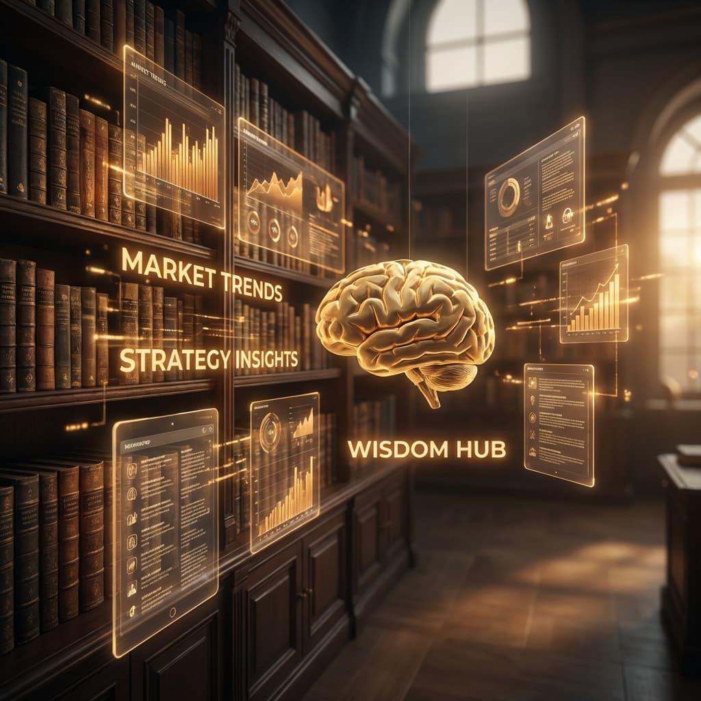 Digital knowledge library with marketing insights and strategy visualizations